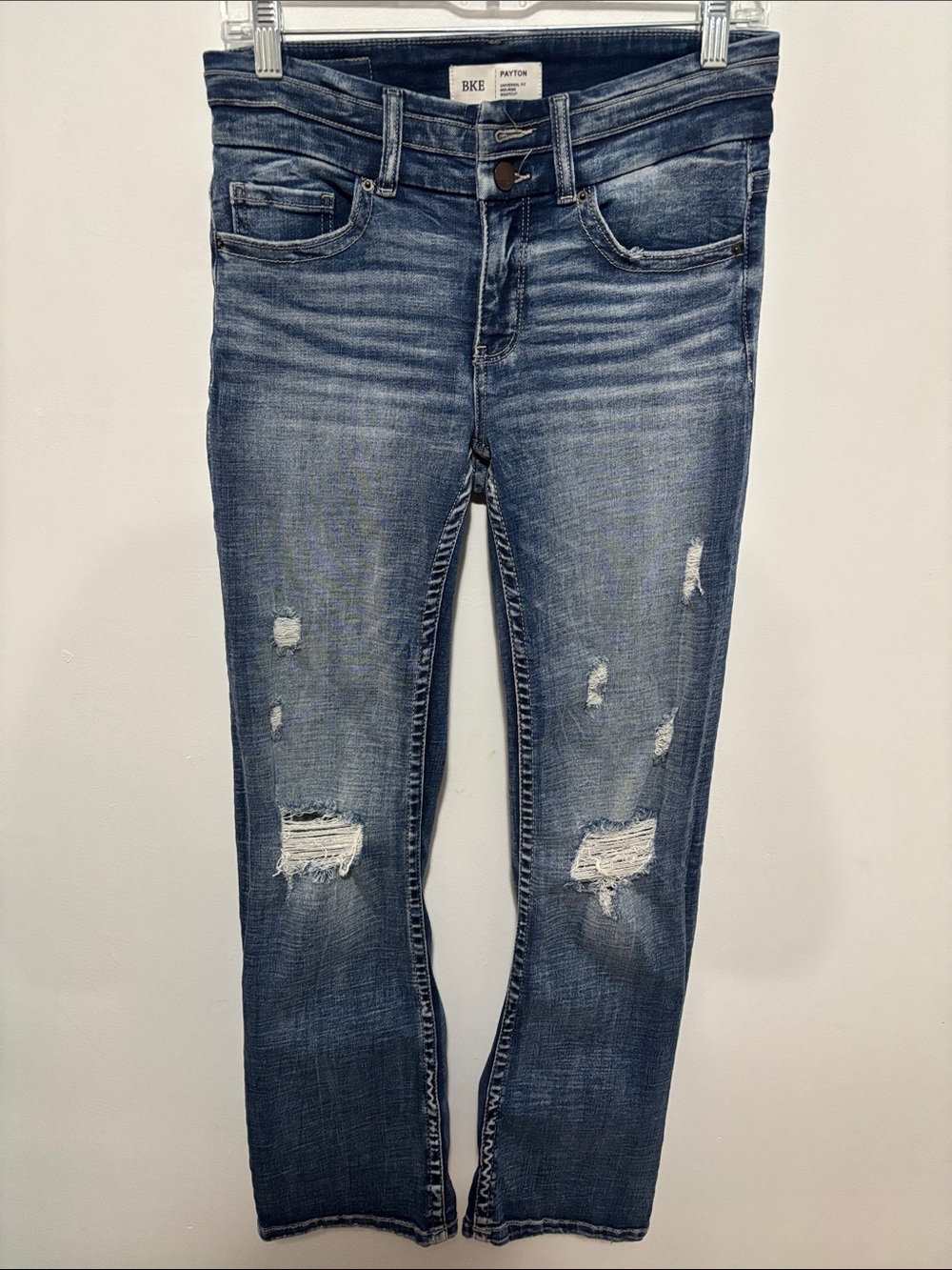 BKE Payton Mid-Rise Bootcut Distressed Jeans Universal Fit